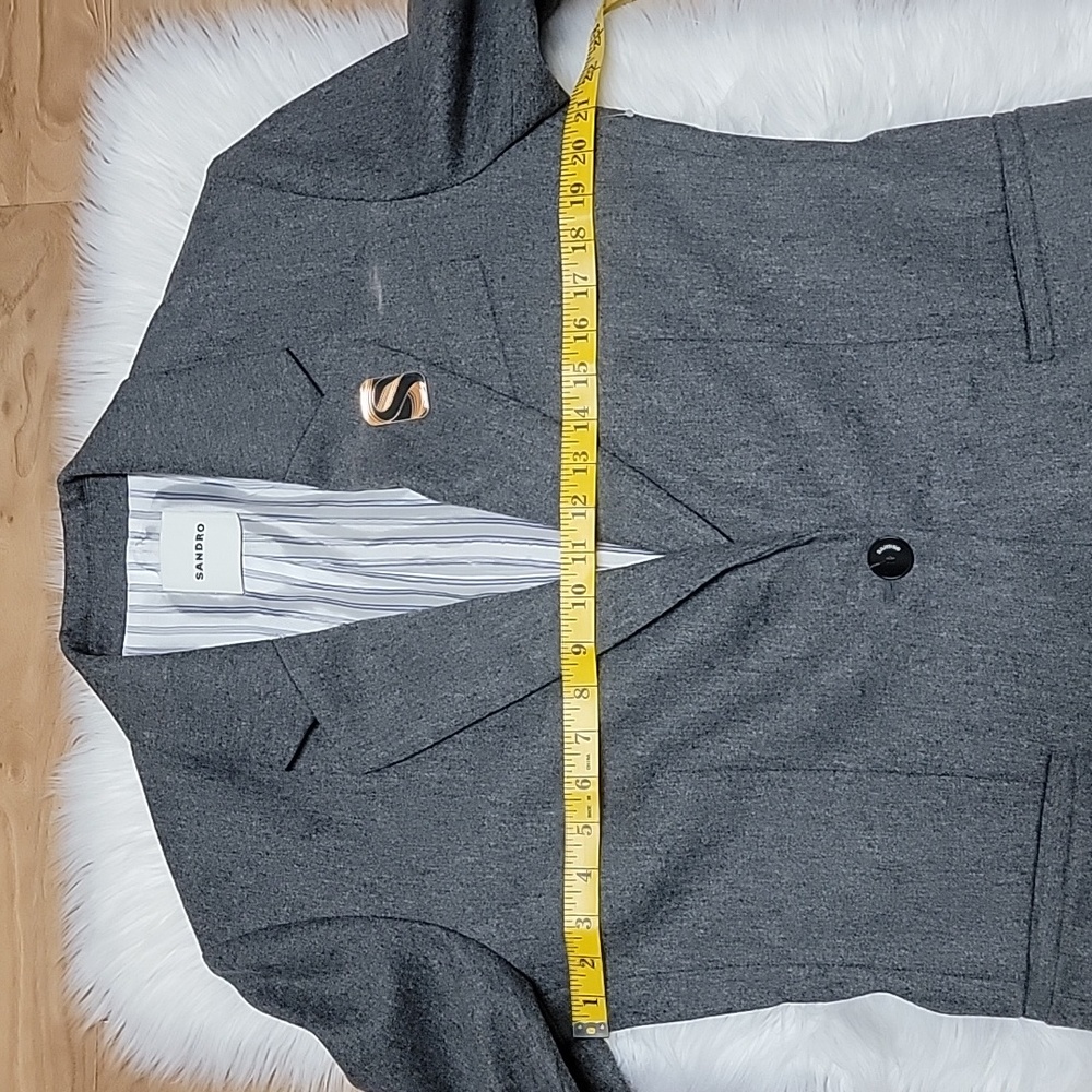 SANDRO  | Grey Wool Blend Blazer - Picture 11 of 14
